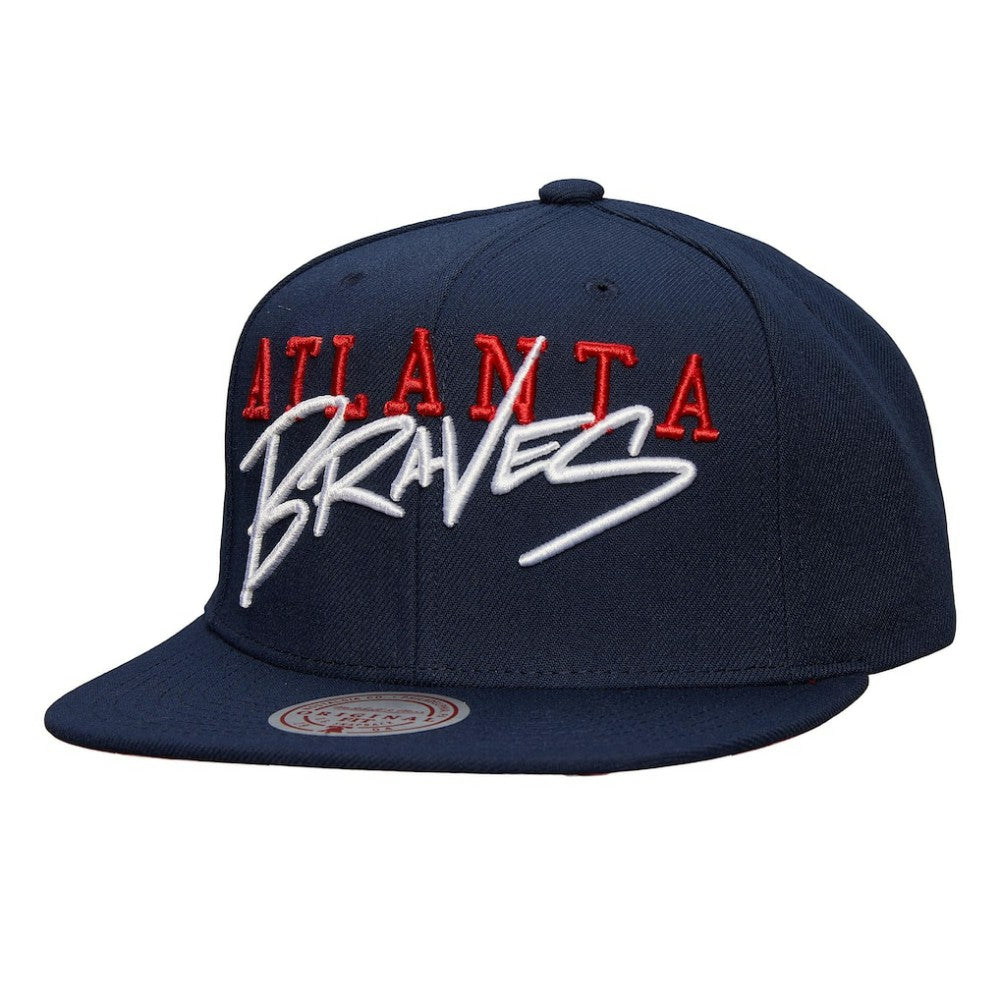 Atlanta Braves Team Tagged Snapback Hat Navy | Mitchell & Ness