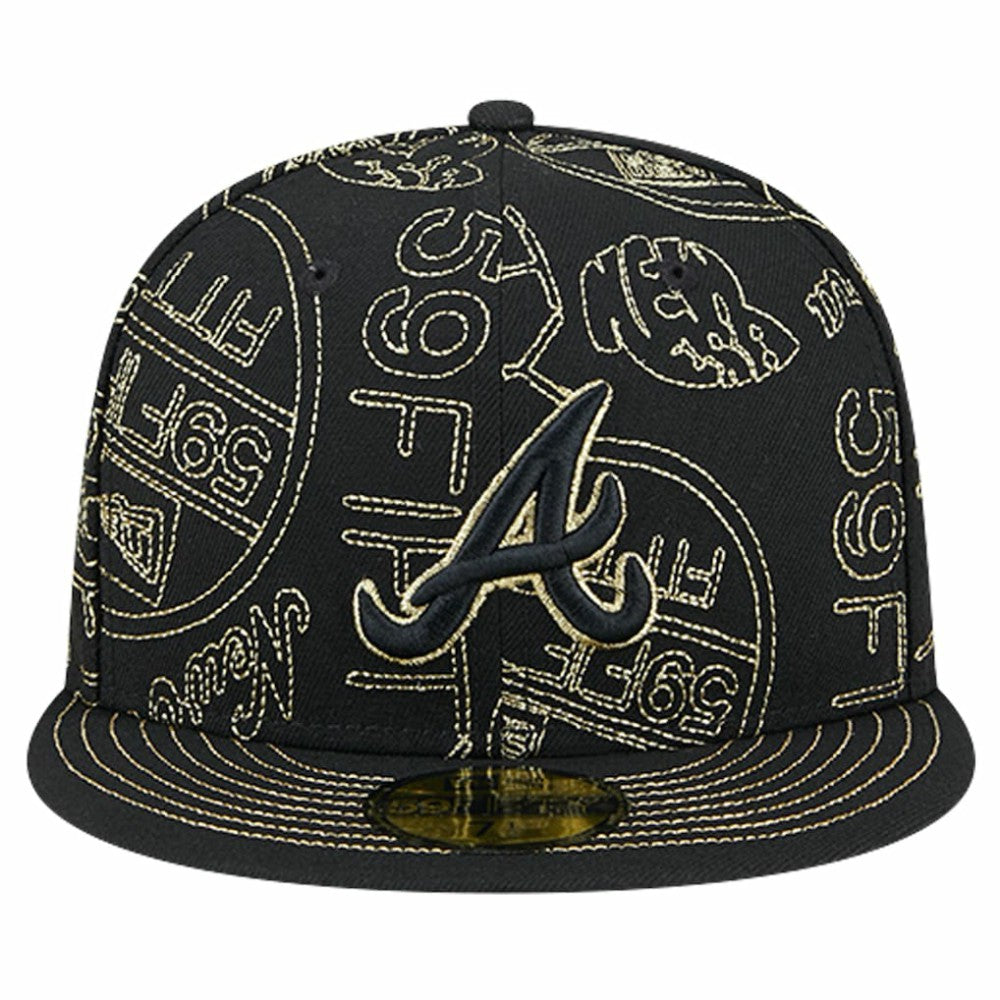 Atlanta Braves 59FIFTY Day Allover Fitted Hat Black | New Era