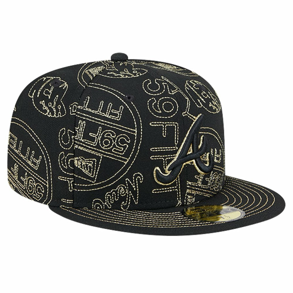 Atlanta Braves 59FIFTY Day Allover Fitted Hat Black | New Era