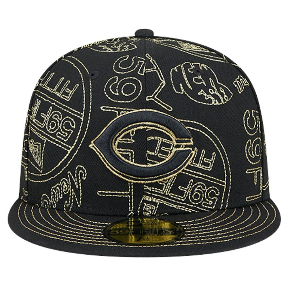 Cincinnati Reds 59FIFTY Day Allover Fitted Hat Black | New Era