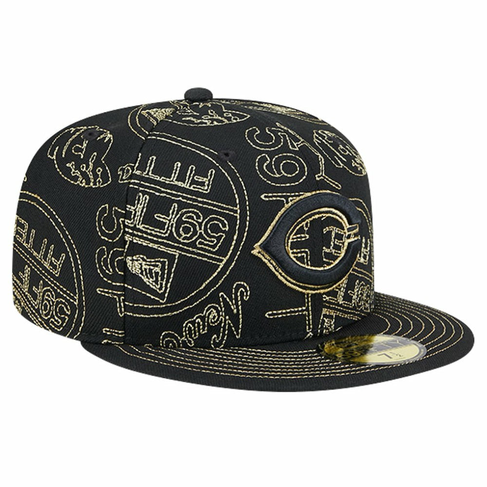 Cincinnati Reds 59FIFTY Day Allover Fitted Hat Black | New Era