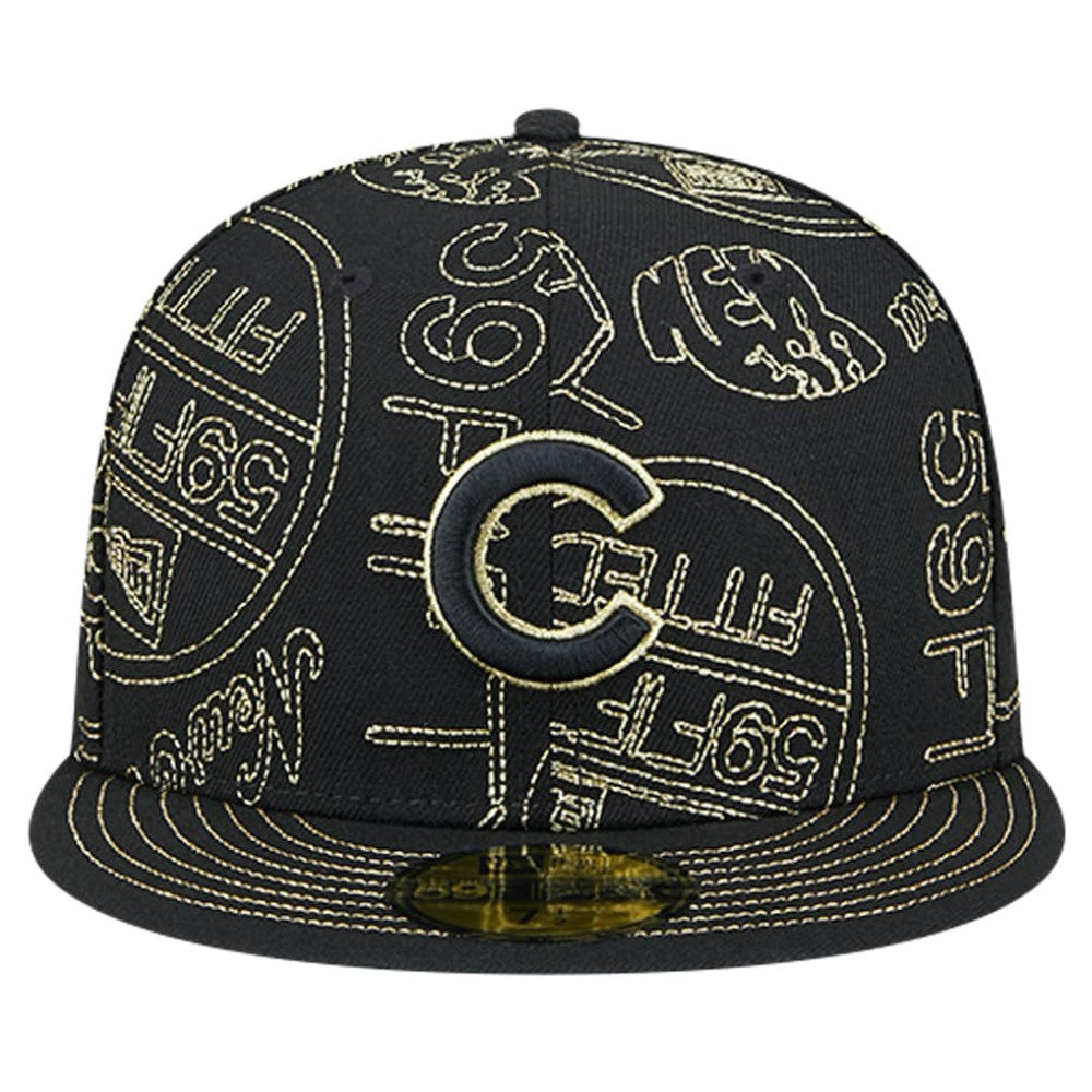 Chicago Cubs 59FIFTY Day Allover Fitted Hat Black | New Era