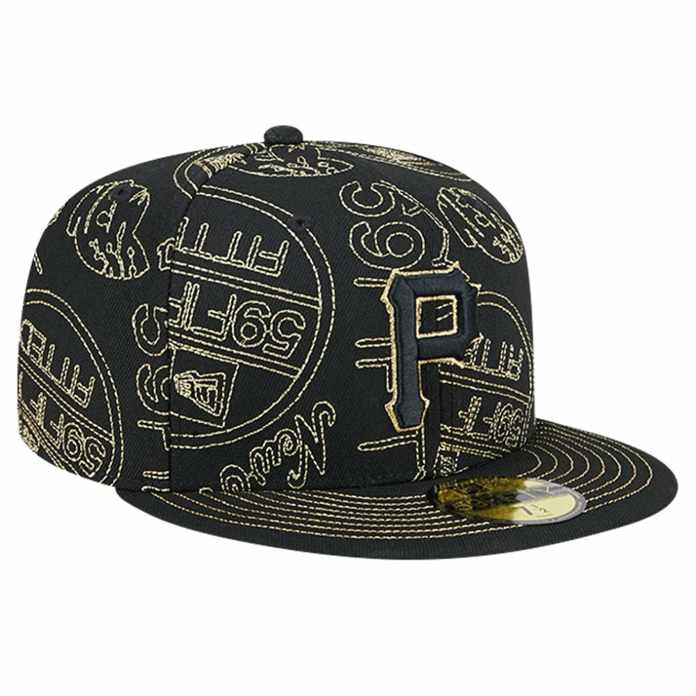 Pittsburgh Pirates 59FIFTY Day Allover Fitted Hat Black | New Era