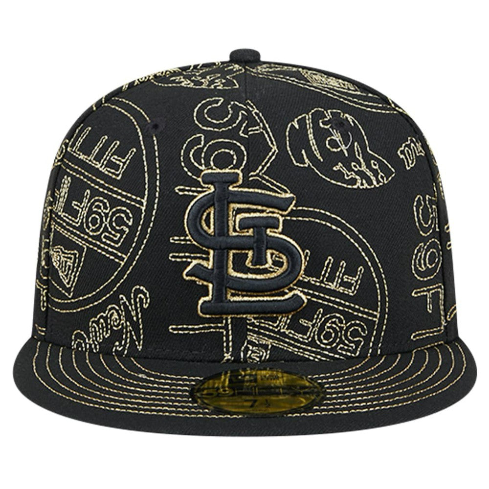 St. Louis Cardinals 59FIFTY Day Allover Fitted Hat Black | New Era