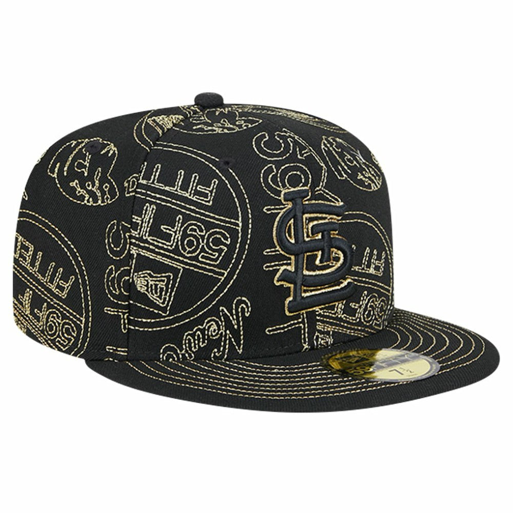 St. Louis Cardinals 59FIFTY Day Allover Fitted Hat Black | New Era