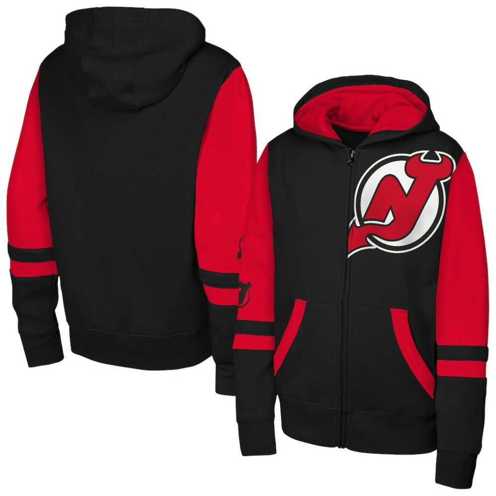 New Jersey Devils Youth Face Off Full-Zip Hoodie Black