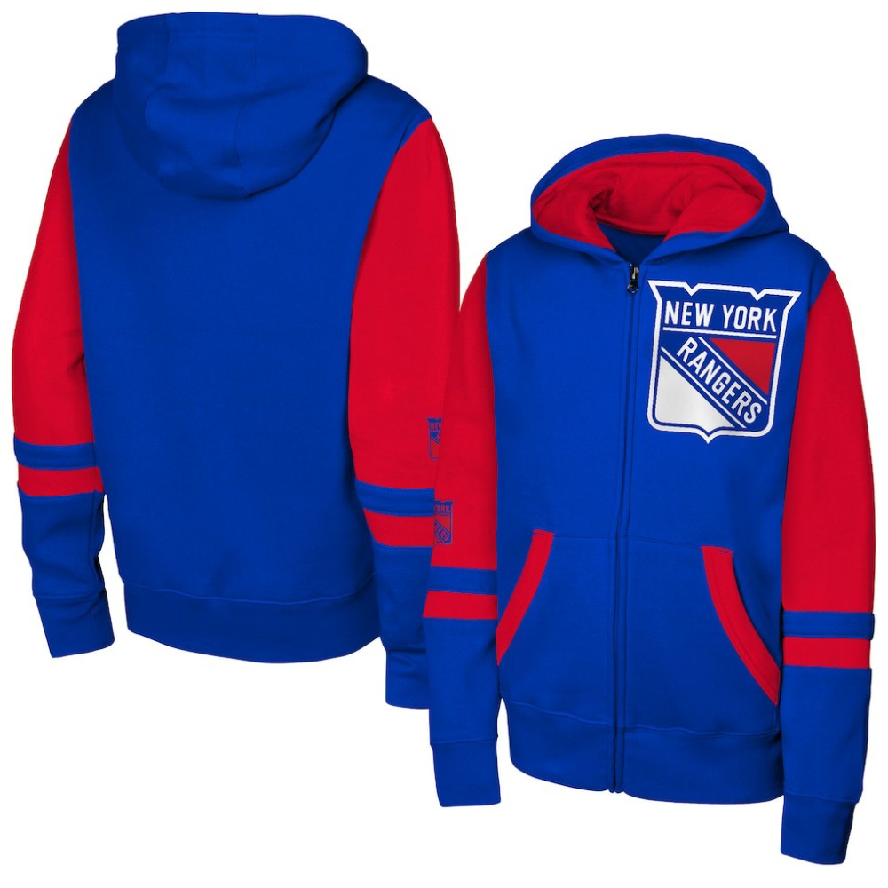 New York Rangers Youth Face Off Full-Zip Hoodie Blue