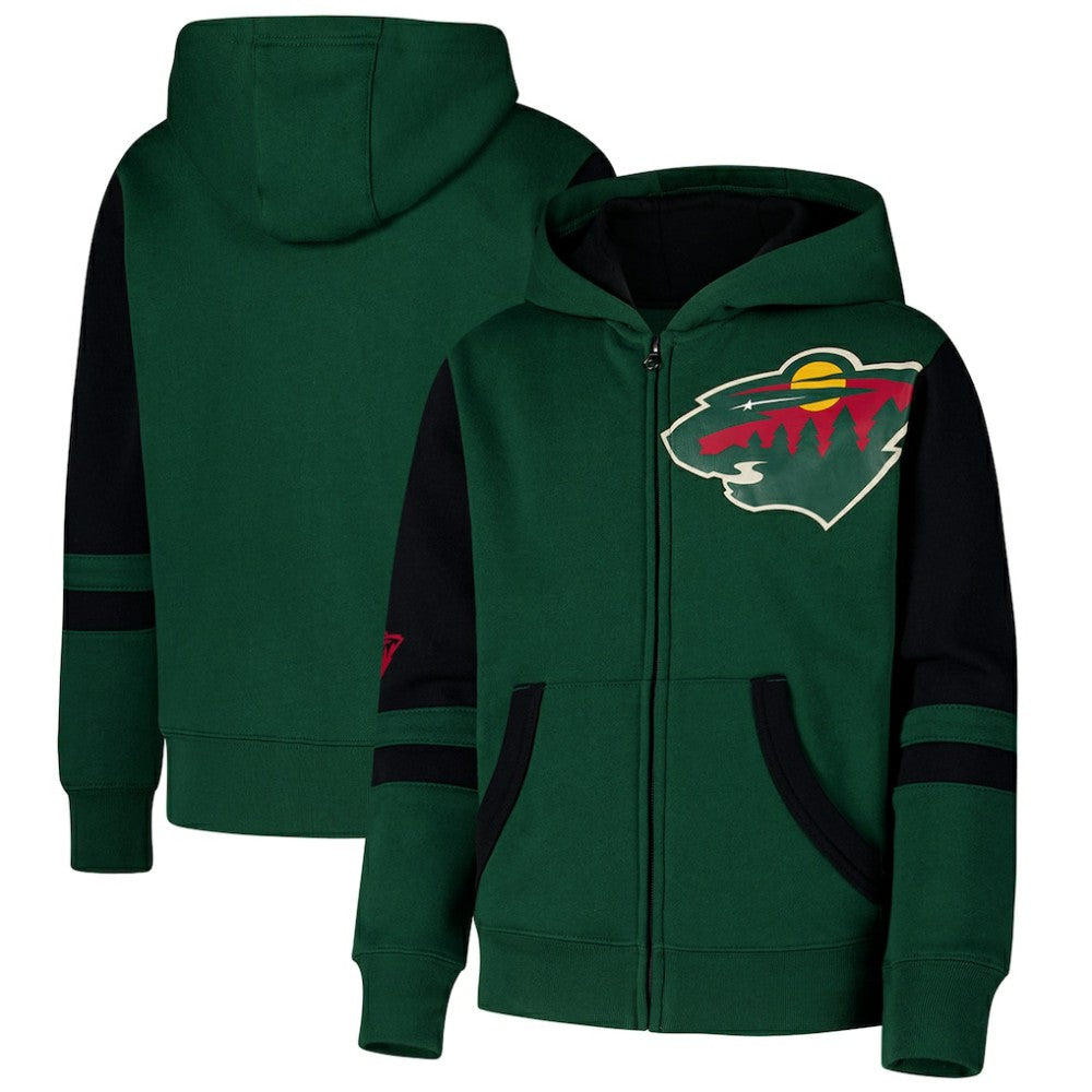 Minnesota Wild Youth Face Off Full-Zip Hoodie Green