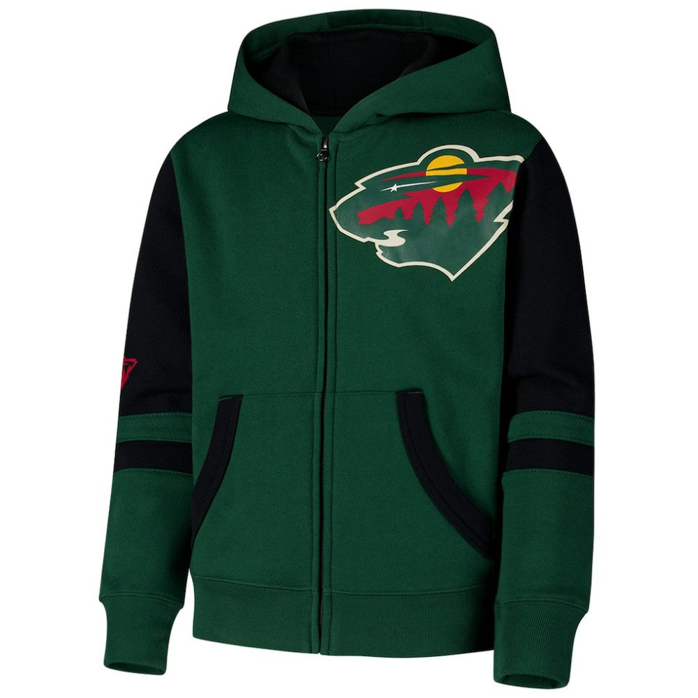 Minnesota Wild Youth Face Off Full-Zip Hoodie Green
