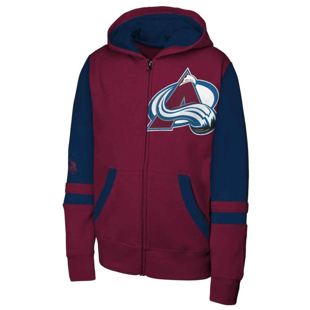Colorado Avalanche Youth Face Off Full-Zip Hoodie Burgundy