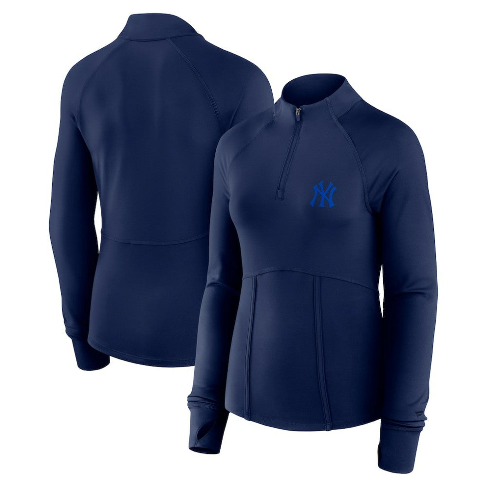 New York Yankees Women's Elements Raglan Tri-Blend Quarter-Zip Top Navy