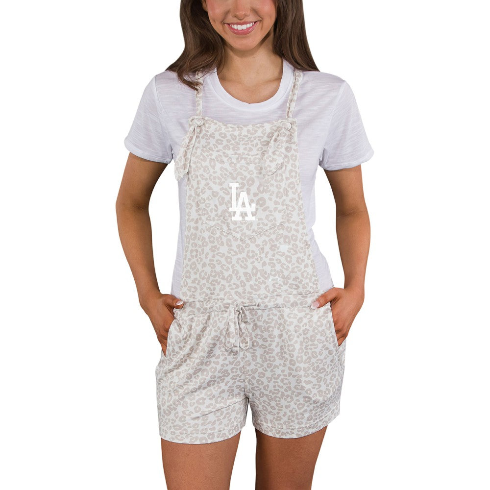 Los Angeles Dodgers Concepts Sport Women's Montana Hacci Knit Romper Overalls Cream