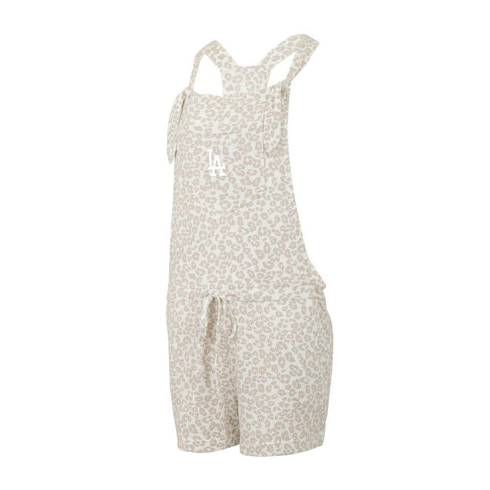 Los Angeles Dodgers Concepts Sport Women's Montana Hacci Knit Romper Overalls Cream