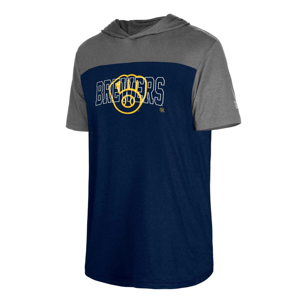 Milwaukee Brewers Active Brushed Hoodie T-Shirt Navy | New Era