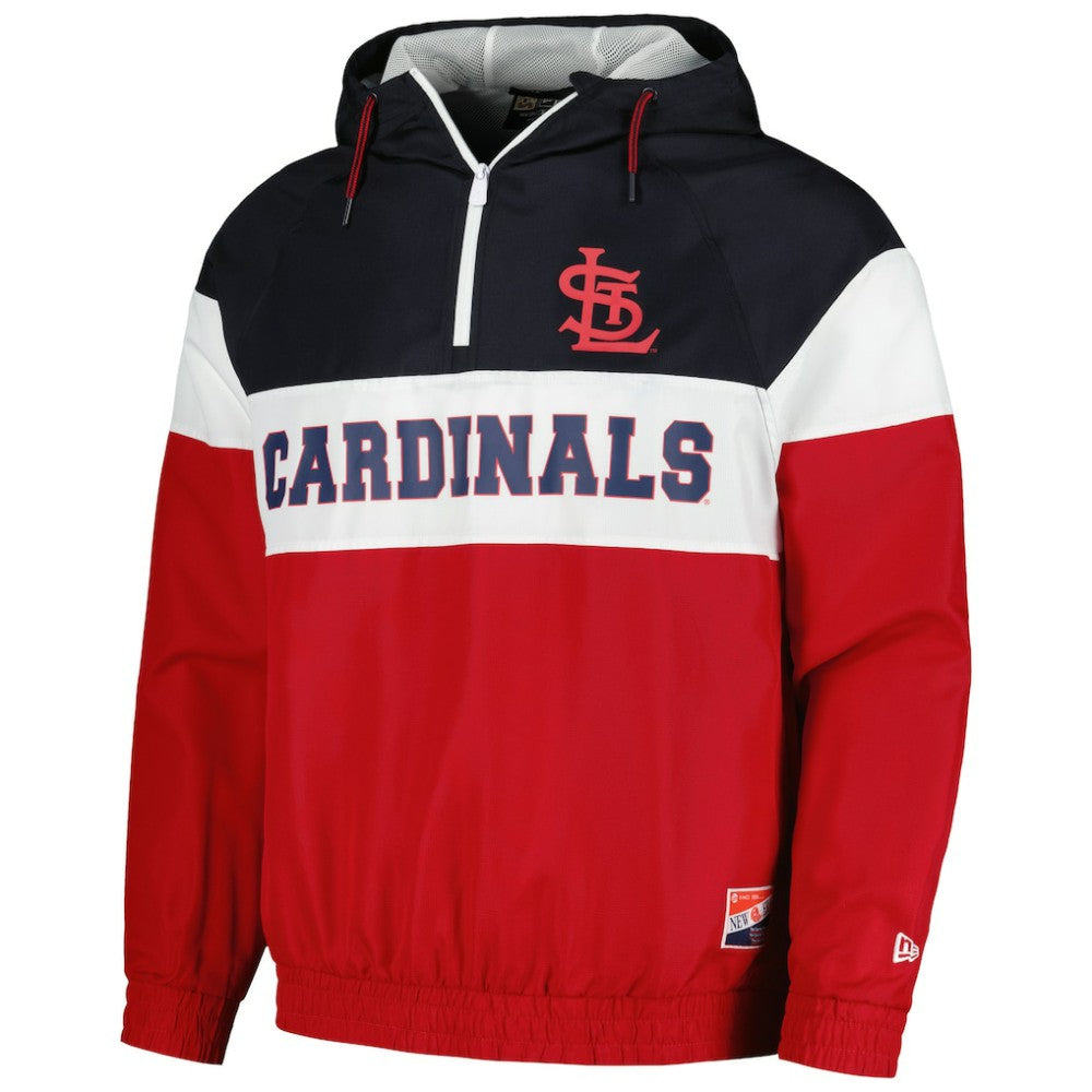 St. Louis Cardinals Ripstop Raglan Quarter-Zip Hoodie Windbreaker Jacket Red | New Era