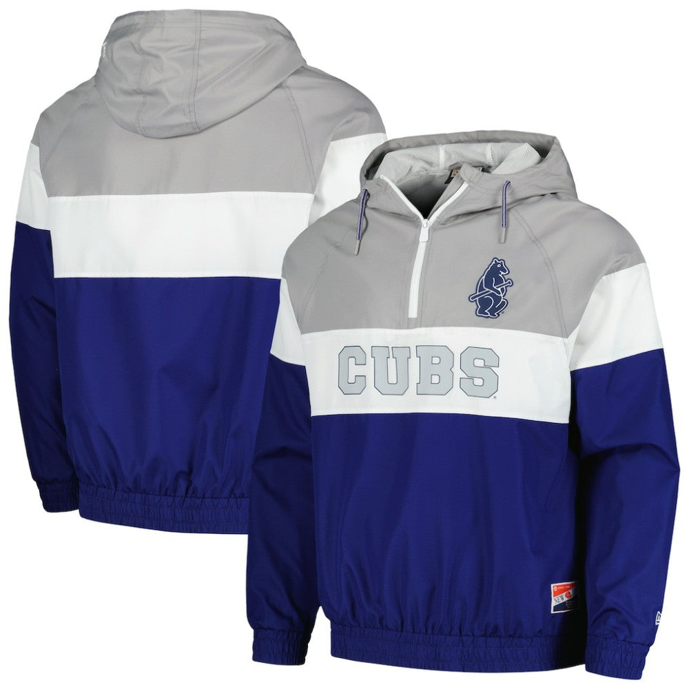 Chicago Cubs Ripstop Raglan Quarter-Zip Hoodie Windbreaker Jacket Royal | New Era
