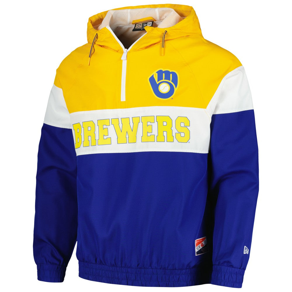 Milwaukee Brewers Ripstop Raglan Quarter-Zip Hoodie Windbreaker Jacket Royal | New Era