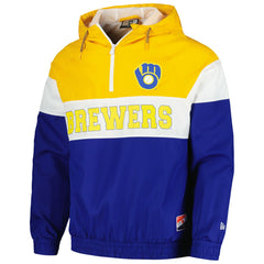 Milwaukee Brewers Ripstop Raglan Quarter-Zip Hoodie Windbreaker Jacket Royal | New Era