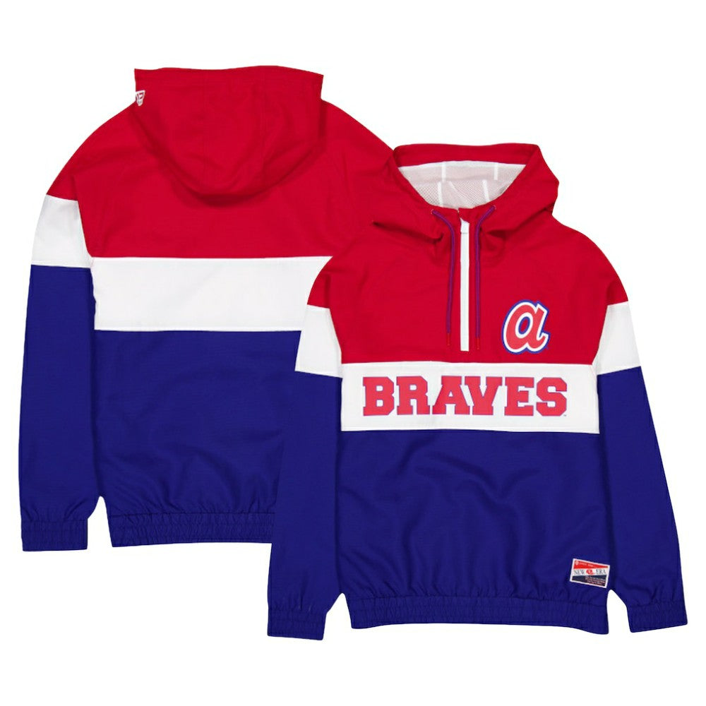 Atlanta Braves Ripstop Raglan Quarter-Zip Hoodie Windbreaker Jacket Blue | New Era