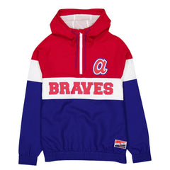 Atlanta Braves Ripstop Raglan Quarter-Zip Hoodie Windbreaker Jacket Blue | New Era