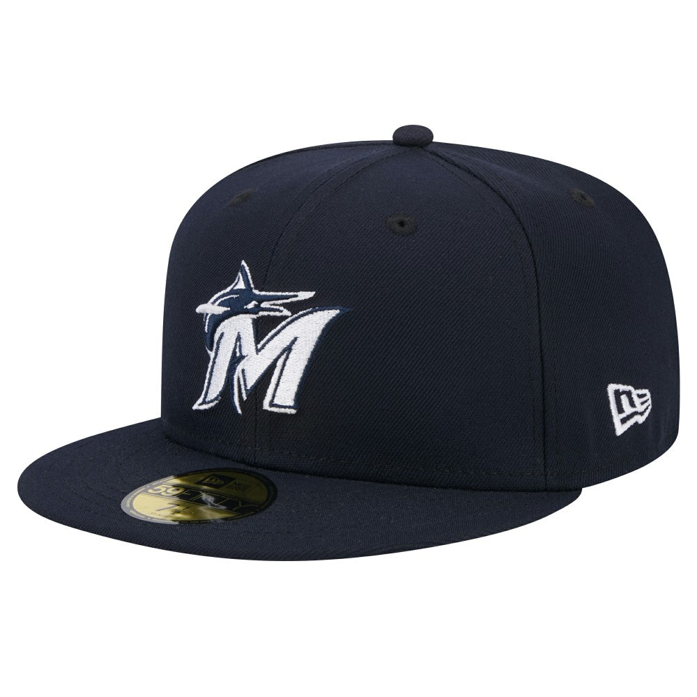 Miami Marlins White Logo 59FIFTY Fitted Hat Navy | New Era