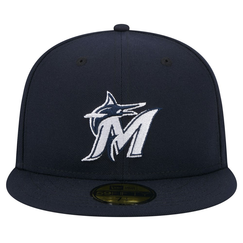 Miami Marlins White Logo 59FIFTY Fitted Hat Navy | New Era