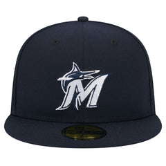 Miami Marlins White Logo 59FIFTY Fitted Hat Navy | New Era