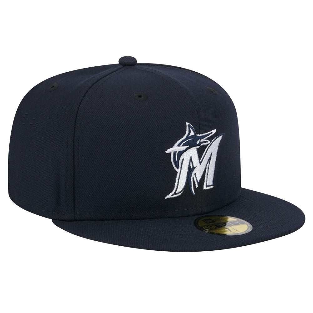 Miami Marlins White Logo 59FIFTY Fitted Hat Navy | New Era