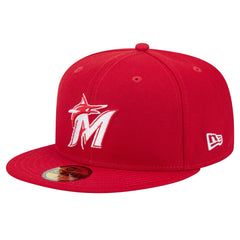 Miami Marlins White Logo 59FIFTY Fitted Hat Red | New Era