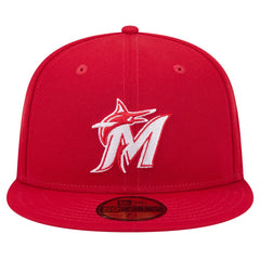 Miami Marlins White Logo 59FIFTY Fitted Hat Red | New Era