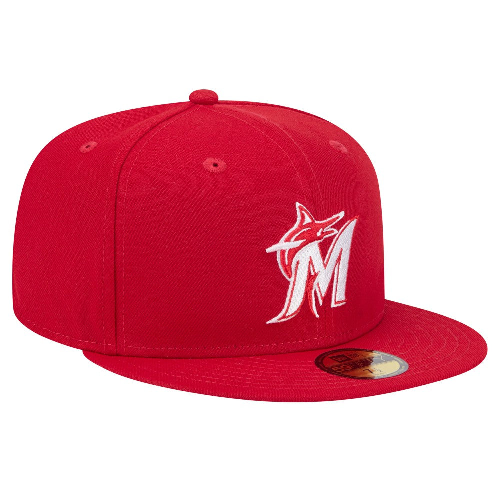 Miami Marlins White Logo 59FIFTY Fitted Hat Red | New Era