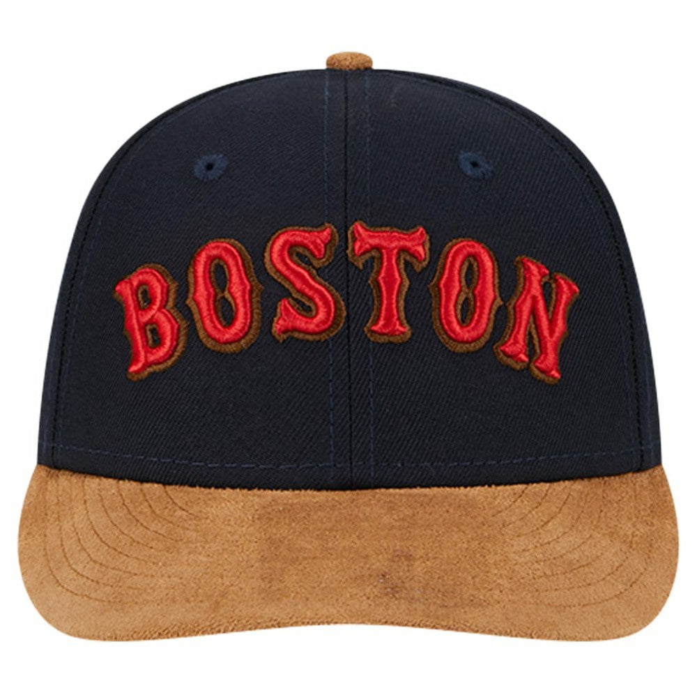 Boston Red Sox Team Suede Visor Low Profile 59FIFTY Fitted Hat Navy | New Era