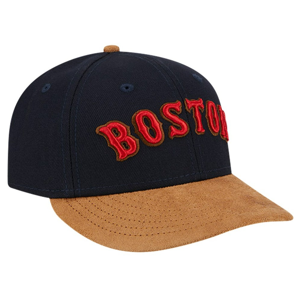 Boston Red Sox Team Suede Visor Low Profile 59FIFTY Fitted Hat Navy | New Era