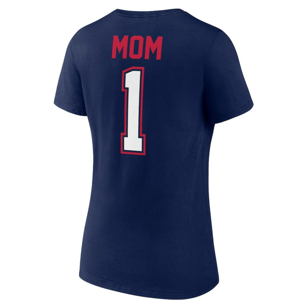 Atlanta Braves Women's Plus Size Mother's Day #1 Mom V-Neck T-Shirt Navy