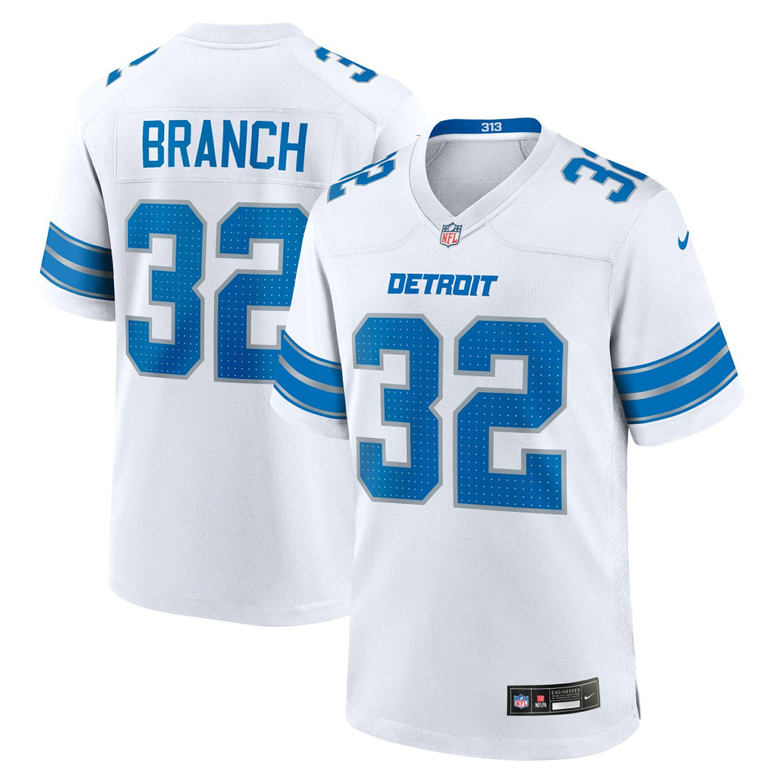 Brian Branch Detroit Lions White Game Jersey - White