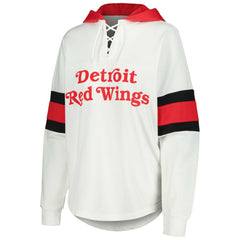 Detroit Red Wings G-III 4Her by Carl Banks Women's Goal Zone Long Sleeve Lace-Up Hoodie T-Shirt White/Red