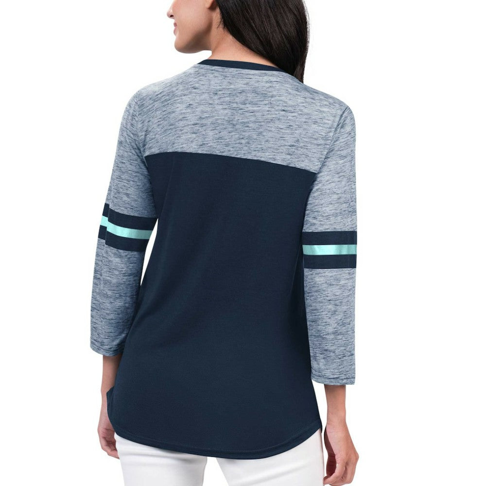 Seattle Kraken G-III 4Her by Carl Banks Women's Play The Game 3/4-Sleeve T-Shirt Deep Sea Blue