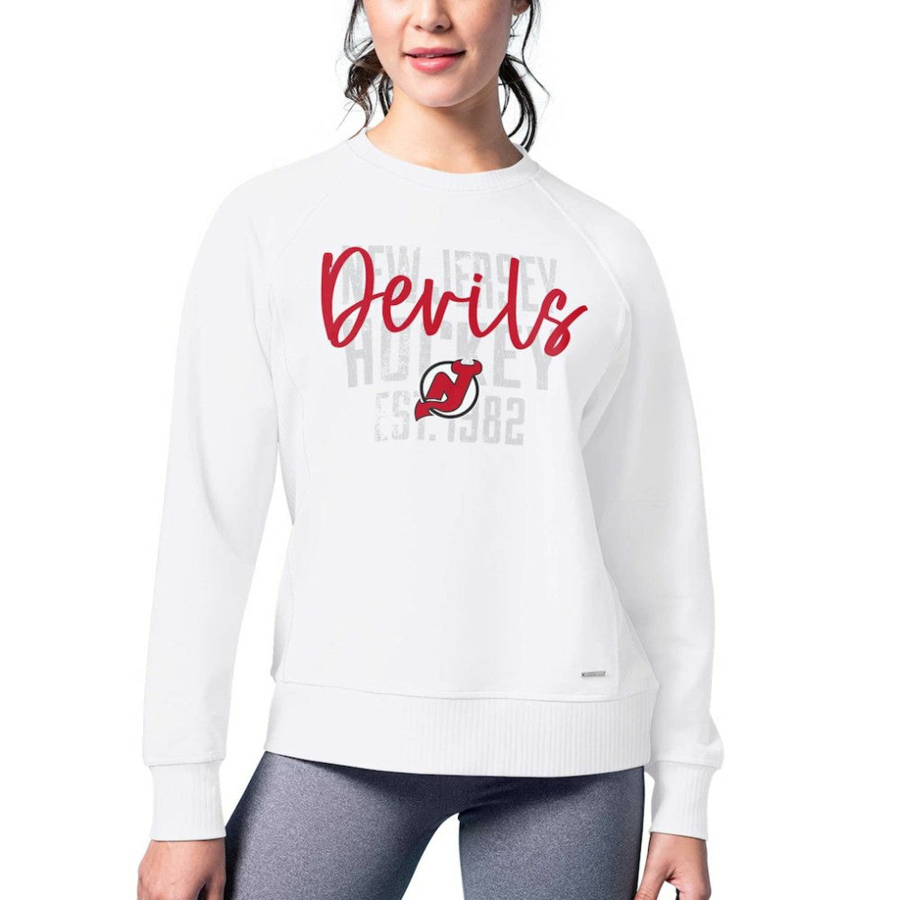 New Jersey Devils MSX by Michael Strahan Women's Millie Raglan Pullover Sweatshirt White