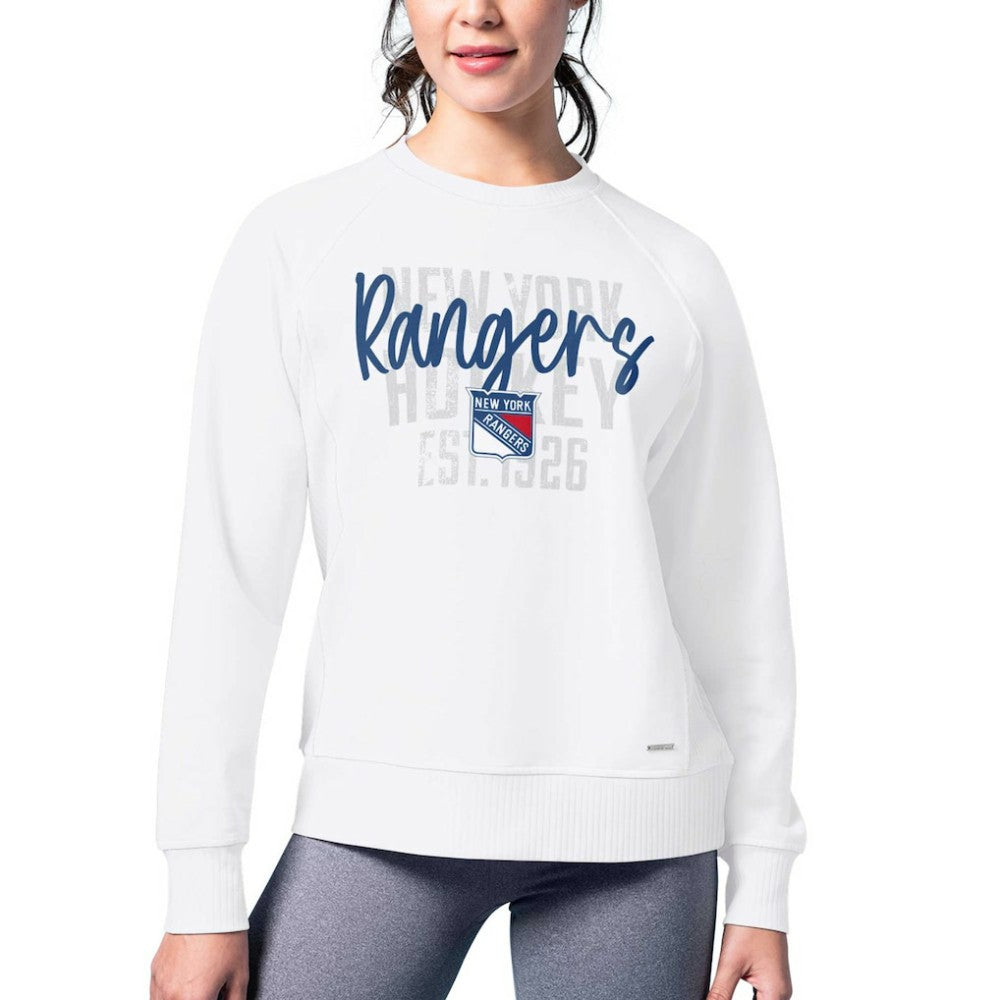 New York Rangers MSX by Michael Strahan Women's Millie Raglan Pullover Sweatshirt White