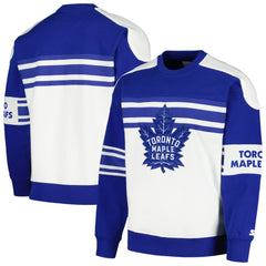 Toronto Maple Leafs Starter Defense Fleece Crewneck Pullover Sweatshirt White
