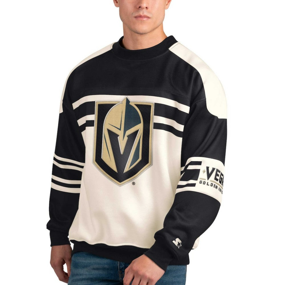 Vegas Golden Knights Starter Defense Fleece Crewneck Pullover Sweatshirt White
