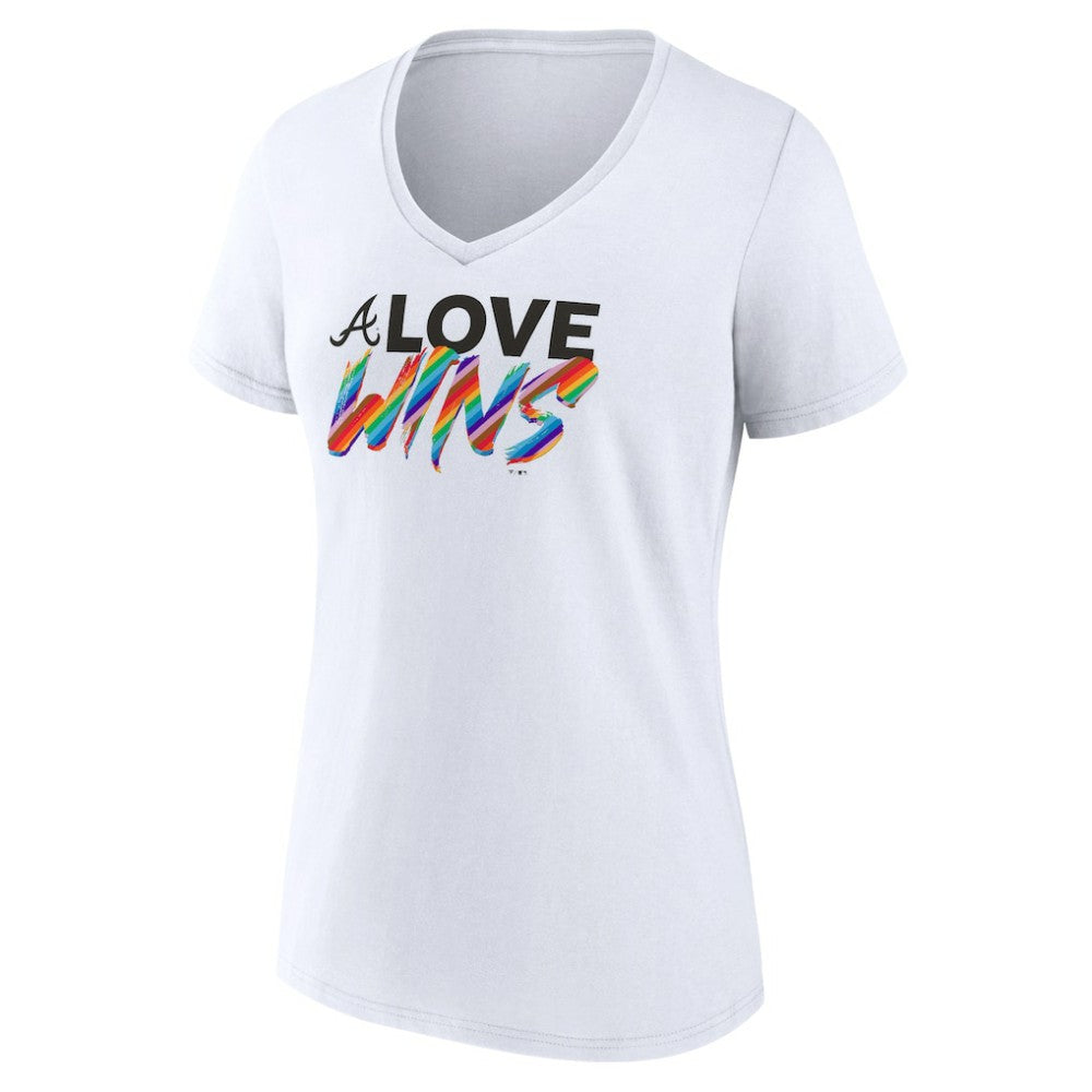 Atlanta Braves Women's Love Wins V-Neck T-Shirt White
