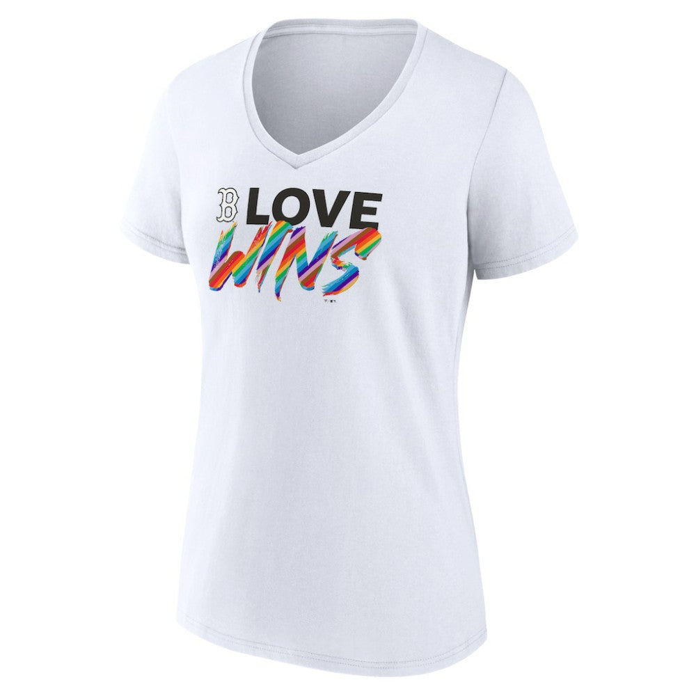 Boston Red Sox Women's Love Wins V-Neck T-Shirt White
