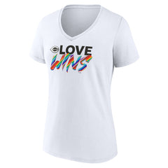 Cincinnati Reds Women's Love Wins V-Neck T-Shirt White