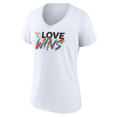 Cleveland Guardians Women's Love Wins V-Neck T-Shirt White
