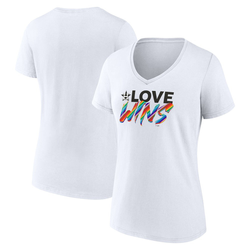 Houston Astros Women's Love Wins V-Neck T-Shirt White