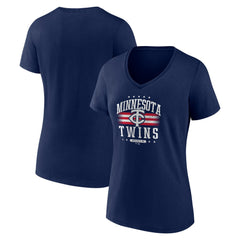 Minnesota Twins Women's Americana Team V-Neck T-Shirt Navy