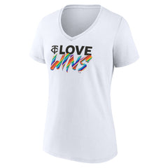 Minnesota Twins Women's Love Wins V-Neck T-Shirt White