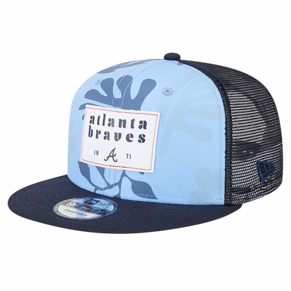 Atlanta Braves Bikini Bottom Trucker 9FIFTY Snapback Hat Navy | New Era