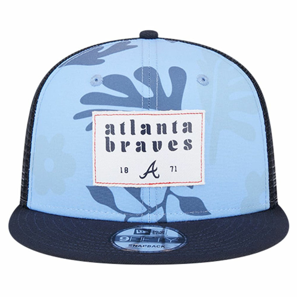 Atlanta Braves Bikini Bottom Trucker 9FIFTY Snapback Hat Navy | New Era